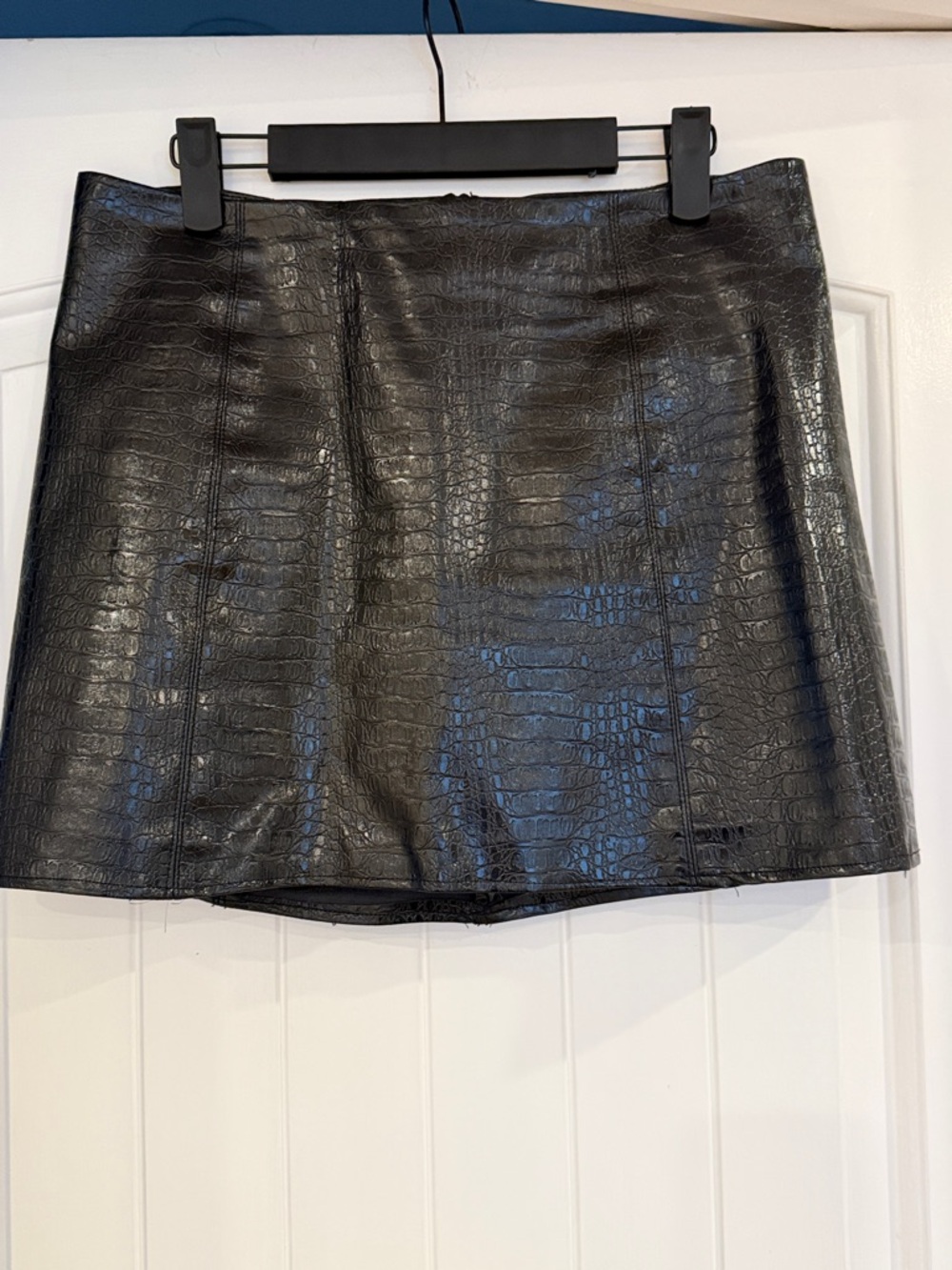 Naked wardrobe Black Faux Croc Mini Skirt size M